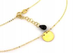 Lovrin Arany nyaklánc 585 karika medállal, gravírozható, fekete kővel, r45