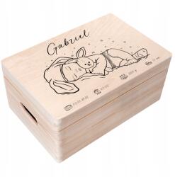 Creative Deco Gravírozott emlékdoboz ajándékba születésre, keresztelőre, születési adatokkal, 30x20x14 cm (JANCDSD130CUSTOMBABYMEMBOYBOX)