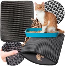 Lewer Alomtálca alátét, kétrétegű, fekete macskaalom szőnyeg, XXL méretű (MATA POD KUWETĘ pod żwirek dla kota)