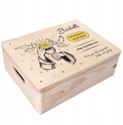 Creative Deco Fából készült doboz elsőáldozásra, emlék az első szentáldozásról, ajándék nyomtatással 40x30 (JANCDSD140CUSTOMCOMMUNIONFBM)