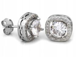 Lovrin 925-ös ezüst fülbevaló cirkóniákkal, mozgó négyzet alakú, stiftes, 3, 11g