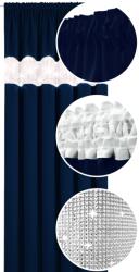 NOW-ART Kész függöny cirkóniákkal, ráncolóval, 145x220 cm, sima, matt, függönyök, flitterek (Zasłony gotowe cyrkonie diamenty na tunel 7)