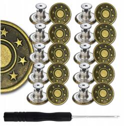  Gombok 10 db-os készlet fém gomb kerek 17 mm nadrághoz díszítő (Metalowe guziki do jeansu złote vintage)