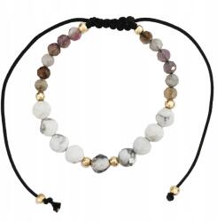 Lovrin Arany fekete zsinór karkötő 585 fehér gyöngyökkel és gyémántcsiszolással (108611)