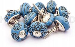  Kerámia Gombok, Szép Kék Minták, Szekrényekhez, Fiókokhoz, 20 Darab (KBBLU)
