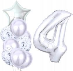  Ezüst Lufik 10db 4. Születésnapra Konfetti 4-es szám