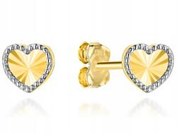 Lovrin Aranyozott 585-ös fülbevaló, gyémántcsiszolású szívekkel, modern mintás, 14 karátos (Lovrin 72411)
