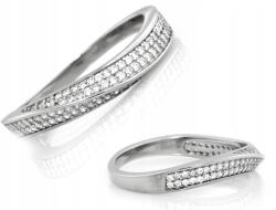 Lovrin Ezüst 925 gyűrű hullám mintával, cirkónia kövekkel, elegáns ajándék r14 (Lovrin)