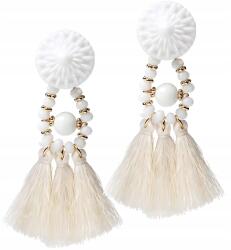  Bojtos fülbevaló Fehér, hosszú, lelógó rojtokkal (Kolczyki chwosty BIAŁE wiszące długie)