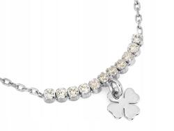 Lovrin 925-ös ezüst nyaklánc cirkónia kövekkel, lóhere medállal, 2, 74g, 45-ös méret, ajándéknak (60230504)