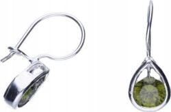 Lovrin 925-ös ezüst fülbevaló zöld cirkónia kövekkel, látványos, angol kapcsos (Lovrin 46135)