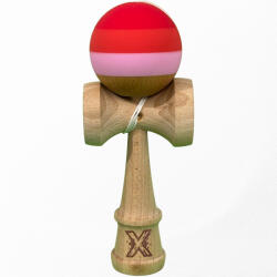 Flippy Kendama X Originala, Profesionala, Flippy, din Lemn, 18 cm, Rubber Grip, Rosu inchis Rosu Alb (teo-162299)