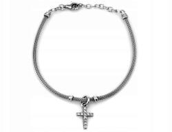 Lovrin 925-ös ezüst karkötő kereszttel és cirkónia köves charmokkal, divatos női karkötő (Lovrin 66472)