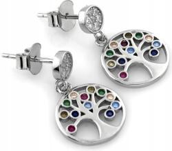 Lovrin 925-ös ezüst fülbevaló, lógó fa színes cirkónia kövekkel, stekkeres