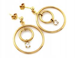Lovrin Arany fülbevaló 585 akasztós dupla karika cirkónia kövekkel díszítve, stekkeres