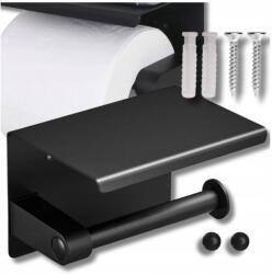  Loft Toalettpapír Tartó Polccal, Matt Fém Akasztó, Fekete Wc (Uchwyt na papier Loft Toaletowy z półką mat)