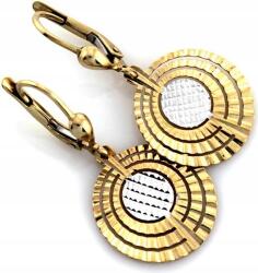 Lovrin Elegáns, sárga és fehér arany (375) fülbevaló, lógós, kerek, 9K, divatos