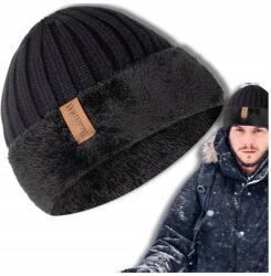 EdiBazzar Fekete Téli Sapka Férfi Női Meleg bélelt Szőrme Elegáns (Zimowa Czapka Męska Damska ciepła z futerkiem)