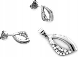 Lovrin 925-ös ezüst szett: fülbevaló és hosszúkás medál cirkónia kövekkel, ajándékba (Lovrin)
