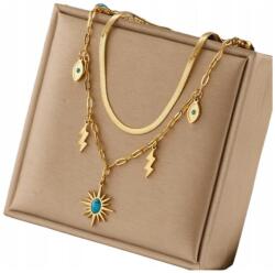 EdiBazzar Aranyozott nyaklánc, 18K arannyal futtatott, női, 316L sebészeti acél (ZŁOTY Elegancki Naszyjnik Kolia Celebrytka)