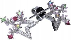 Lovrin 925-ös ezüst fülbevaló, zománcozott csillag, cirkónia kövekkel, divatos design, ajándéknak is kiváló (Lovrin 46593)