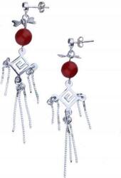 Lovrin 925-ös ezüst fülbevaló piros golyókkal, 5, 00g időtálló ajándék (Lovrin 47290)
