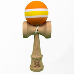 Flippy Kendama X Originala, Profesionala, Flippy, din Lemn cu Bila cu Invelis din Cauciuc, 18 x 6 x 7 cm, Rubber Grip, Portocaliu Galben Alb (teo-162323)