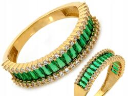 Lovrin Arany gyűrű 585 zöld, csillogó cirkónia kövekkel, karika fazon, 16-os méret (Lovrin)