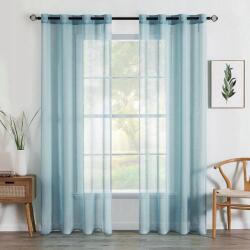  Voile Függöny Szett Karikákkal, Félig Áttetsző, 145x140 cm, Kék, 2 Darab (B089ZX463L)