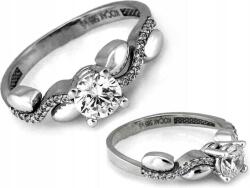 Lovrin Gyűrű fehér aranyból, 585-ös, fehér cirkóniákkal, 16-os méret, elegáns, hölgyeknek