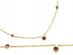 Lovrin Arany nyaklánc 585 fémjelzéssel, lila cirkónia kövekkel, r44, ajándékba, karika formájú, 14 karátos