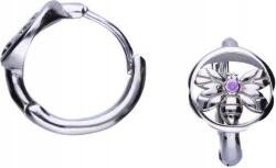 Lovrin 925-ös ezüst fülbevaló méhecske lila cirkónia kövekkel, divatos design ajándékba (Lovrin 46439)