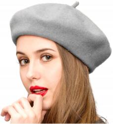EdiBazzar Szürke Női Téli Gyapjú Francia sapka klasszikus antennával őszre (Szary Damski Zimowy Wełniany)