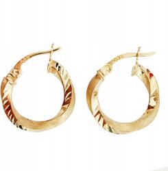 Lovrin Arany fülbevaló 585-ös, csavart karika, kerek díszítéssel, cirkónia nélkül, ajándékba