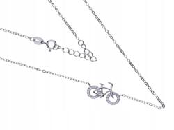 Lovrin 925-ös ezüst nyaklánc kerékpár medállal, fehér cirkónia kövekkel ajándéknak is kiváló (Lovrin 64675)