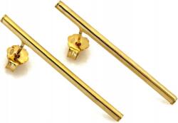 Lovrin 925-ös sterling ezüst, aranyozott, lógó fülbevaló merev pálcikákkal, stekkeres, csavaros zárral