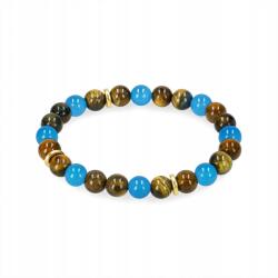  Harmónia Karkötő Tigrisszem és Kék Achát kövekkel, erő és egyensúly