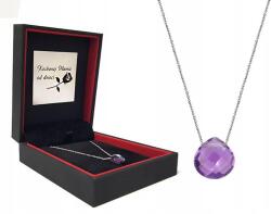 Lovrin 925-ös ezüst nyaklánc ametiszt kővel, szív alakú, gravírozott, elegáns, divatos dizájn (Lovrin)