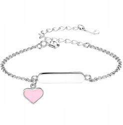 Lovrin Ezüst 925 karkötő gyermekeknek, rózsaszín zománcozott szívecskével, divatos (Lovrin108113)