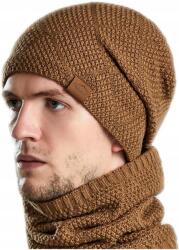 EdiBazzar Meleg Férfi Téli Kétrészes Szett Barna Beanie Sapka Kéménygallér Télre (5901259878417)
