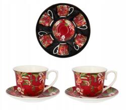 Livello 6 db-os 250 ml-es porcelán csészealj szett Livello 14cm virágokkal (MR6-04)