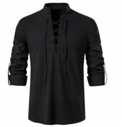  Koszula méska casual przewiewna lniana wiązanie M (Bomevarica5285)