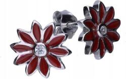 Lovrin Ezüst fülbevaló 925 piros virágokkal 1, 5g eredeti ajándékba stekkeres (Lovrin 47389)