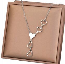  Nyaklánc 316L sebészeti acélból, ezüst színű, 18K arannyal bevonva, női lánc szívecskékkel (SREBRNY Elegancki Naszyjnik Kolia Celebrytka)