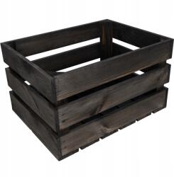 Creative Deco Fából készült láda deszkákból, fekete doboz, nagy tárolóláda játékoknak, 40x30x23 cm (X001XTDO67)