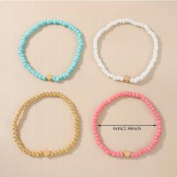  0004 Női karkötő szett 4 db színes rugalmas gyöngyökkel (031)