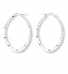  Ovális karika fülbevaló, ezüst színű acélból, 3, 3 cm (98514)