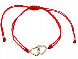 Lovrin Arany karkötő 585, két összefonódó szívecske cirkónia kövekkel, divatos zsinóron (Lovrin108235)