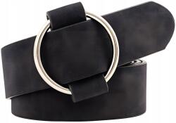 EdiBazzar Elegáns bőr öv ezüst színű, kerek csattal, bőrből (H12)