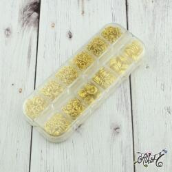 Arany színű szerelőkarika válogatás, dobozban (1050 db)